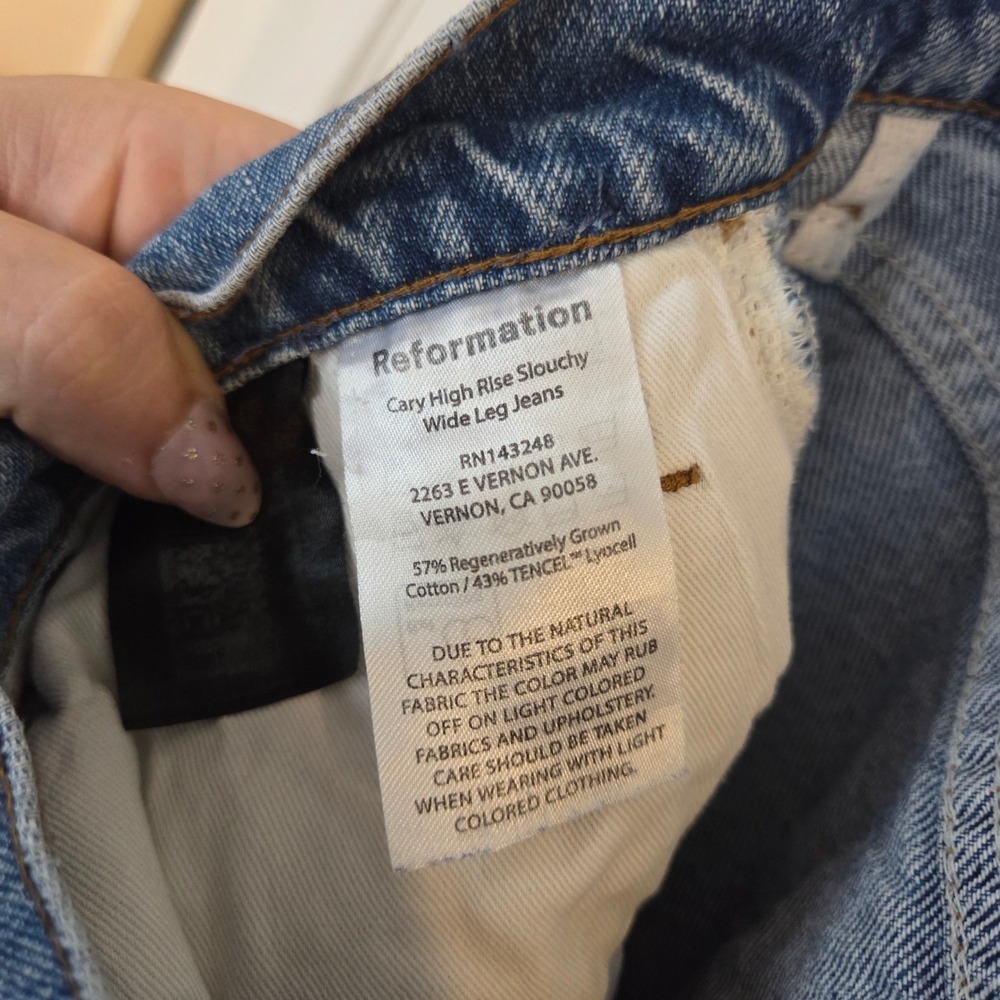 Reformation Cary High Rise Slouchy Wide Leg Jeans Colorado Blue Size 30 Baggy - Picture 6 of 9